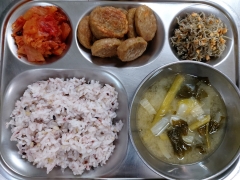 10곡잡곡밥
시래기된장국
동그랑땡구이
견과류멸치볶음
김치