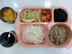 찰수수밥(소량)
온메밀국수
만두/초간장
김자반볶음
김치
과일후르츠